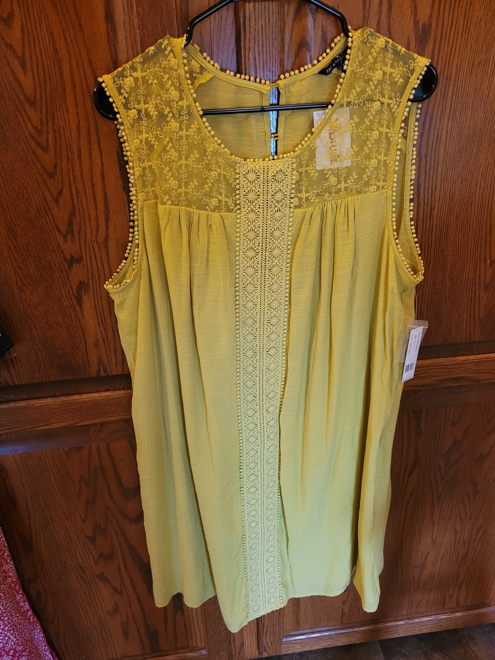 Zac & Rachel Lime Matcha Color Lace-Trim Sleeveless Dress